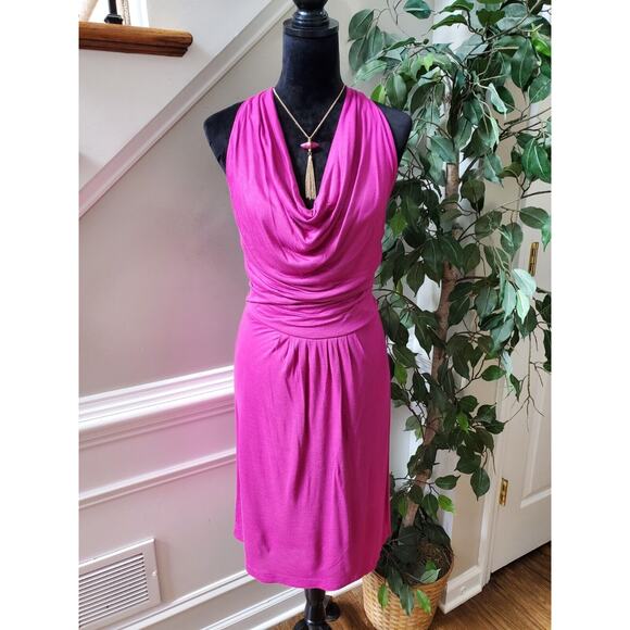 The Limited Women's Pink Rayon Cowl Neck Sleeveless Knee Length Dress Medium - Picture 13 of 13